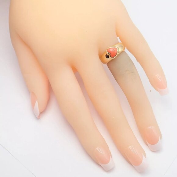 Rare! Authentic Van Cleef & Arpels 18k Yellow Gold Coral Heart Ring sz 4.5 - Picture 10 of 12